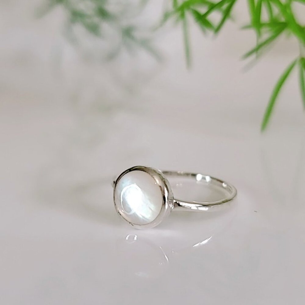 925 Sterling Silver Women's Mother of Pearl Ring, Promise Ring, Gift Ideas